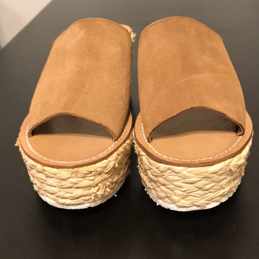 Zara leather espadrille wedges
